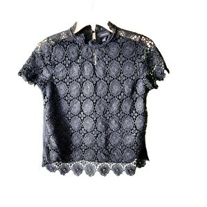 Black Lace Crochet Blouse